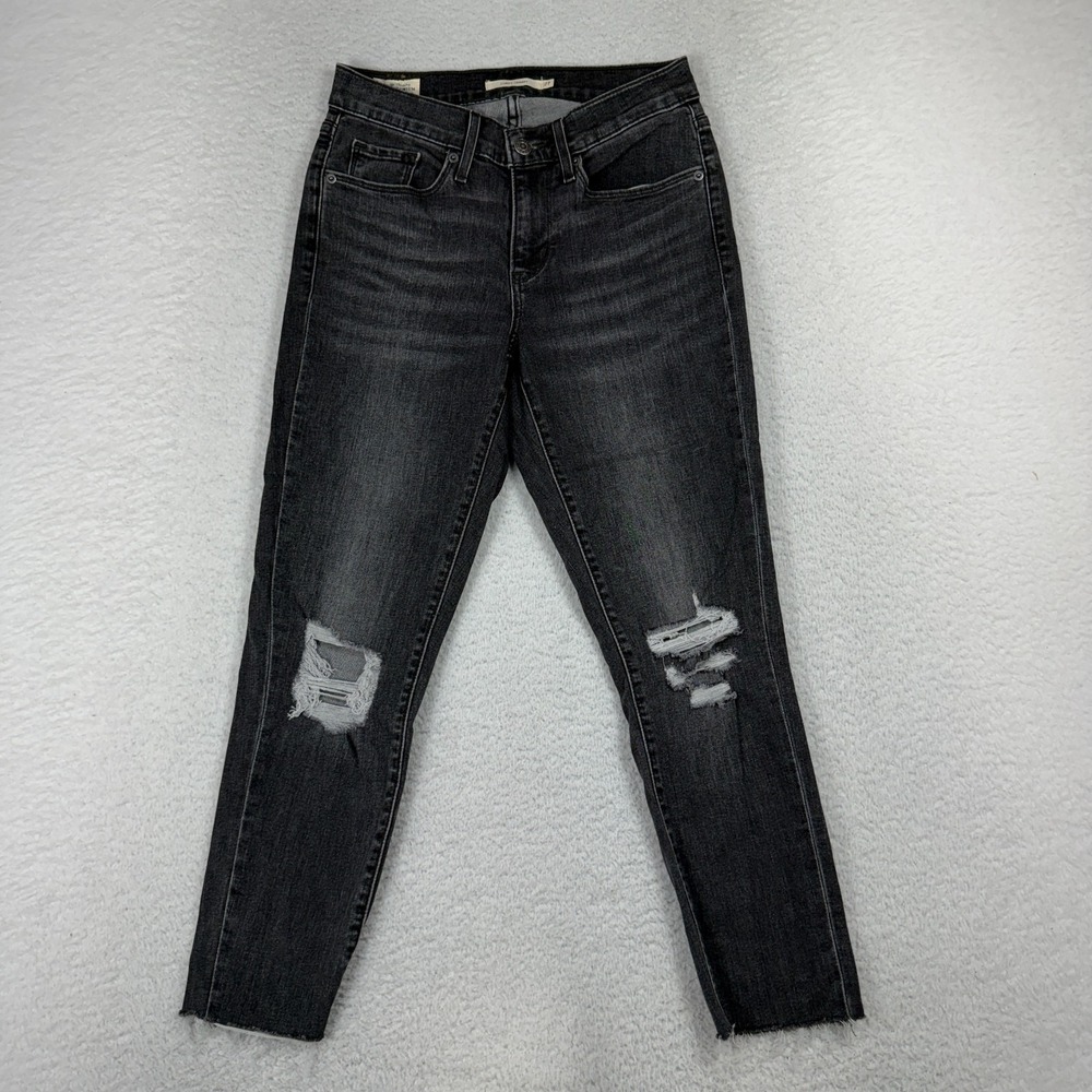 Levi's Jeans Women's 27 (26x24) Black Denim Mid Rise Premium Curvy Skinny Crop